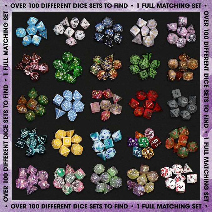 1985 Games Premium Mystery Dice, Set of 7 Polyhedral Dice, Heart Dice, Pink Dice, Suitable for Role Playing, Table Games (Premium Mystery Pack of 6)