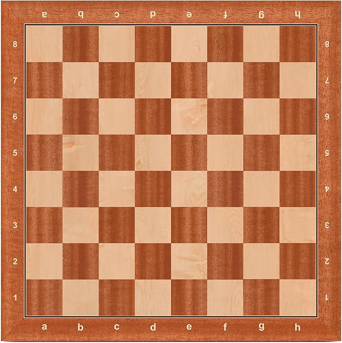 A&A 21.25" Professional Wooden Tournament Chess Board/Mahogany & Maple Inlaid / 2.25" Squares w/Notation