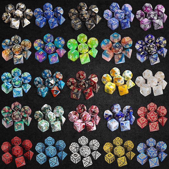 QMAY Polyhedral Dice - 8PCS Mystery Dice Set, Various Styles DND Dice, Random D&D Dice Patterns & Dice Bag, DND Gifts, Suitable for Dungeons and Dragons, RPG, MTG,Role Playing Table Game