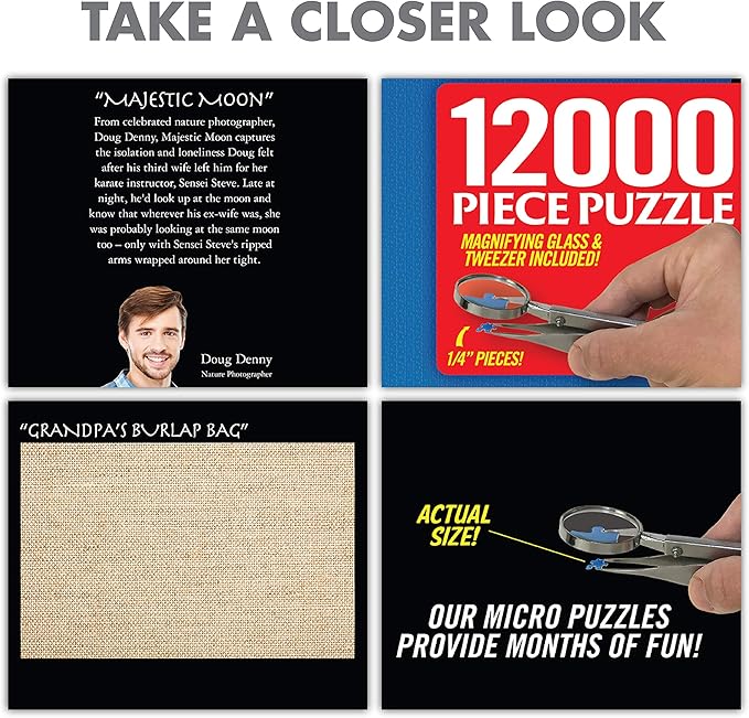 Prank-O 12,000 Piece Jigsaw Puzzle - White Elephant Gifts for Adults, Empty Box, Gag Gift Box for Puzzle Lovers, Joke Gifts for Christmas, Holidays, Parties