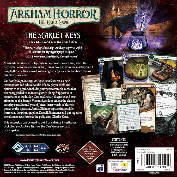 Fantasy Flight Games Arkham Horror The Card Game The Scarlet Keys Investigator Expansion | Horror Mystery Game | Cooperative Card Game | Ages 14+ | 1-4 Players | Avg. Playtime 1-2 Hours | Made