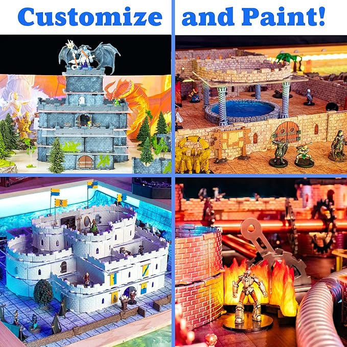 Regent Castle Set - Mini Dungeon Castle Cavern DND Terrain for Tabletop RPGs, Dungeons & Dragons, Pathfinder, War Gaming, and More! by DCD (316+pcs, 14sqft, 48areas)