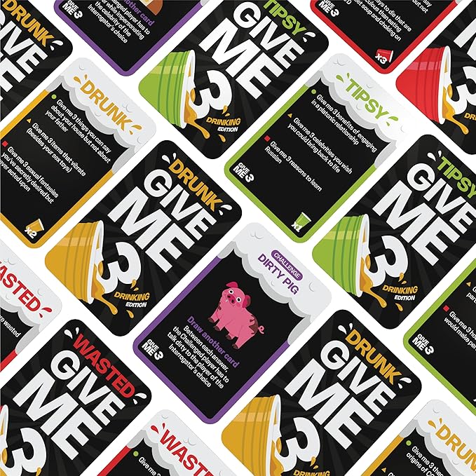 GIVE ME 3 Card Game - Hilarious Adult Drinking Games | 2+ Players | 10 Second Rule