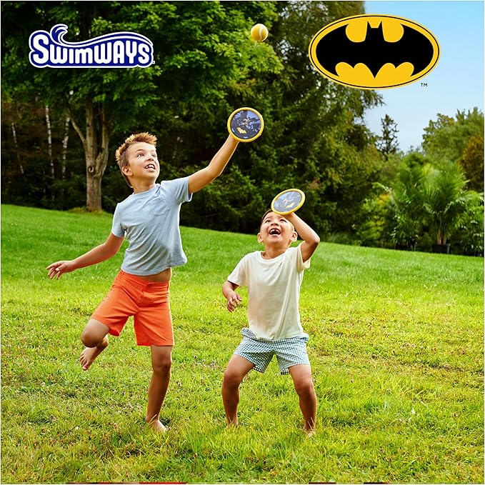 Swimways DC Batman Catch Game, Swimming Pool Accessories & Kids Outdoor Toys, DC Batman Party Supplies & Yard Games for Kids Aged 4 & Up