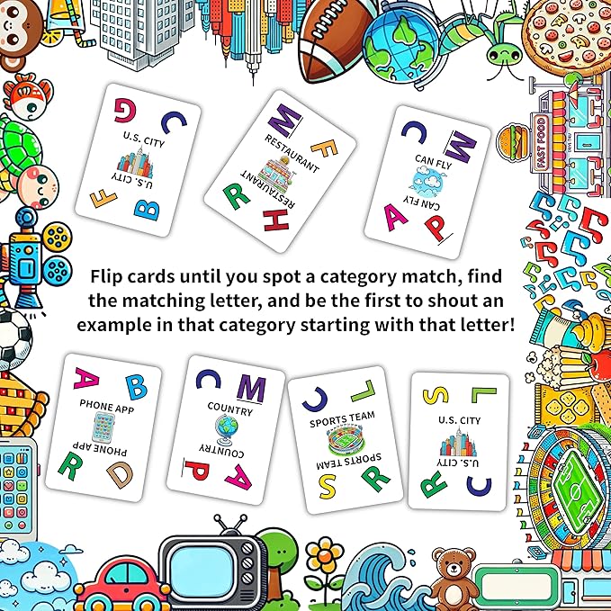 Catchpair Flip, Match, Shout! Fast-Paced Categories Card Game for Adults and Kids 9+ - Games for Adults and Family - Fun Family Games - Word Games