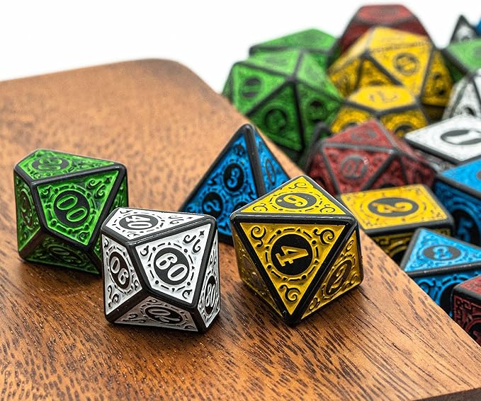 5 Sets Dice DND, Polyhedral Dice Set (35pcs) with Leather Dice Bag, D&D Dice Set for Dungeons and Dragons, RPG Table Games (Window Lattice Carved Series)