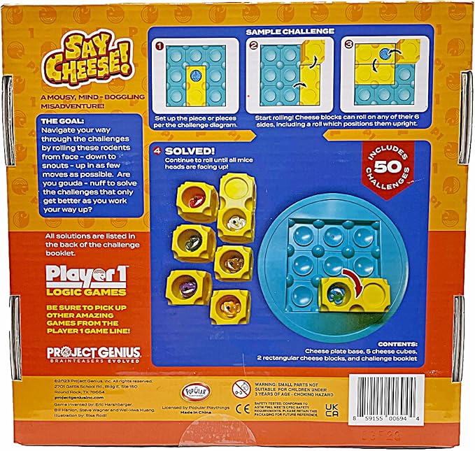 SAY Cheese! Logic Puzzle Game – 50 Single-Player Challenges for Kids & Adults, Difficulty Easy to Expert, Travel-Friendly, Brain-Building Fun Ages 8+