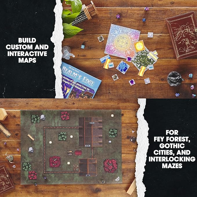 Dungeon Craft Board Game: Realm's Edge Loose Leaf Inside a Custom Box, Realm's Edge Pawn, Water Resistant, Dry Erase by 1985 Games