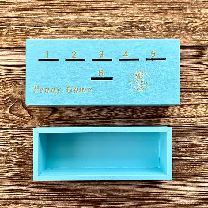 CBLKUS Penny Game, Fantastic Board Game for Family, Coin Game Wood Box for 2+ Player, Simple Strategic Dice Game with Coins, Get Rid Pennies to Win