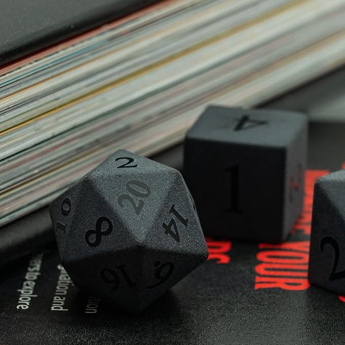 UDIXI Obsidian Dice Gemstone Dice Set 7PCS Stone DND Dice with Gift Case for Dungeons and Dragons Role Playing Game and Other Tabletop Games (Frosted Obsidian)
