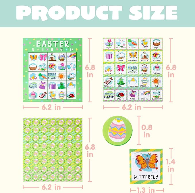 JOYIN 28 Players Easter Bingo Cards (5x5) for Easter Party Goodies Games, Kids School Classroom Gift, Indoor Family Activities, Basket Filler Stuffers