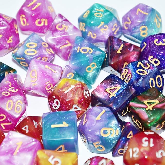 SmartDealsPro 77pcs Polyhedral Dice Sets with Pouches for DND RPG MTG Dungeon and Dragons Table Board Roll Playing Games D4 D8 D10 D12 D20