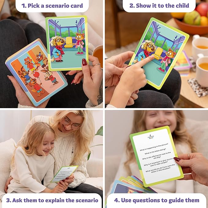 Who What Why Conversation Cards for Kids – Learning Activity for Social Skills, Emotional Intelligence & Critical Thinking – Educational Game to Foster Communication & Empathy, Ages 4+