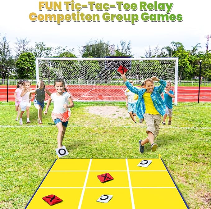 2-in-1 Giant Easter Bean Bag Toss & Large Tic Tac Toe Outdoor Games for Kids Adults-4.5ft Giant Outside Lawn Yard Camping Field Day Games for Kid Family-Backyard Fun Carnival Easter Party Giant Games