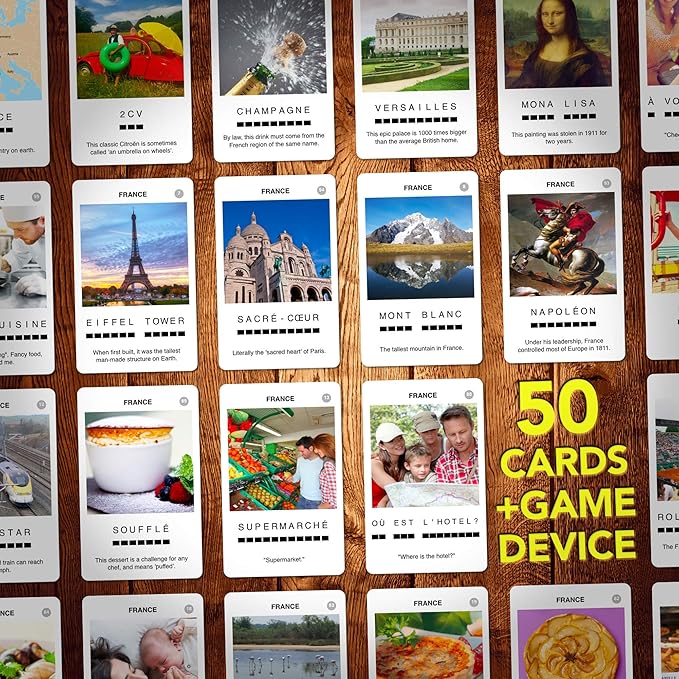 100 PICS France Quiz Game - Educational Travel Trivia Flash Card Games for Smart Kids, (100FRANCE)