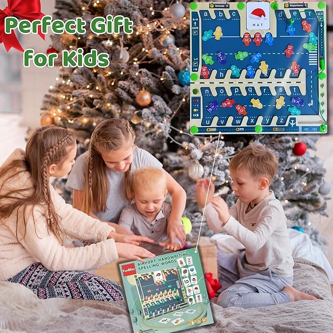 Magnetic Alphabet Maze Board, Montessori Wooden Kids Toys for Ages 3-5, Puzzle Activity Toy, Develop Fine Motor Skills, Ideal Gift for Toddlers (Airport)