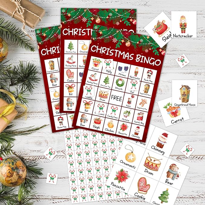 Bingo Game, 24 Players, Birthday Party Games Card, Family Activities Bingo Cards for Teen - FS171
