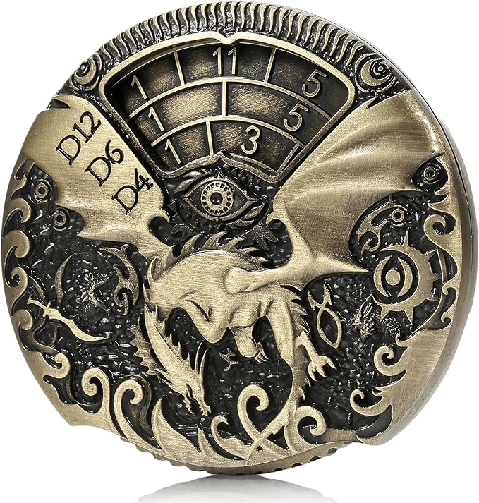 Spinner DND Dice DNDND 7-in-1 Spinner Metal D&D Dice Set with Gorgeous Gift Box for Dungeons and Dragon and Tabletop Game (Brass)