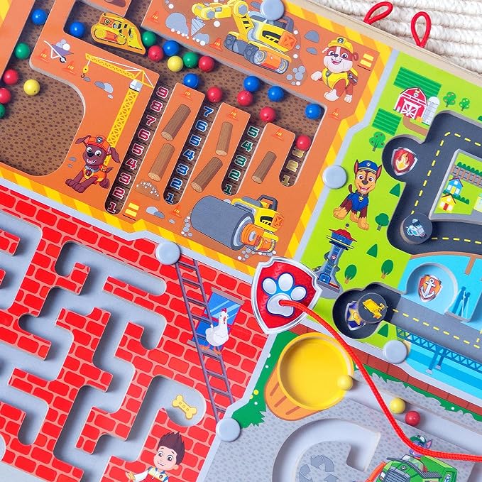 Melissa & Doug PAW Patrol Wooden 4-in-1 Magnetic Wand Maze Board - FSC Certified