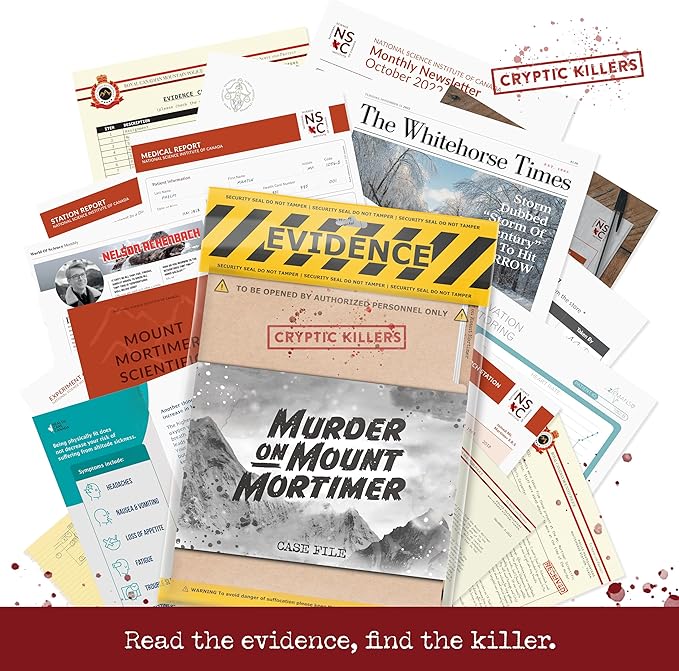 Cryptic Killers Unsolved Murder Mystery Game - Cold Case Files Investigation Detective Evidence & Crime File - Individuals, Date Nights & Party Games- Murder on Mount Mortimer