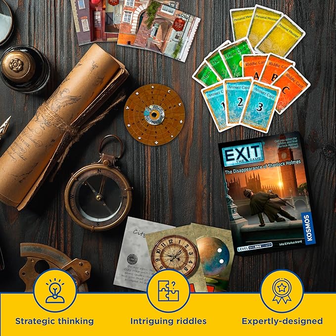 EXIT: The Game - The Disappearance of Sherlock Holmes | Escape Room | Puzzles | Cooperative Games | Mystery Game | London | Kosmos | Family Friendly | 1-4 Players