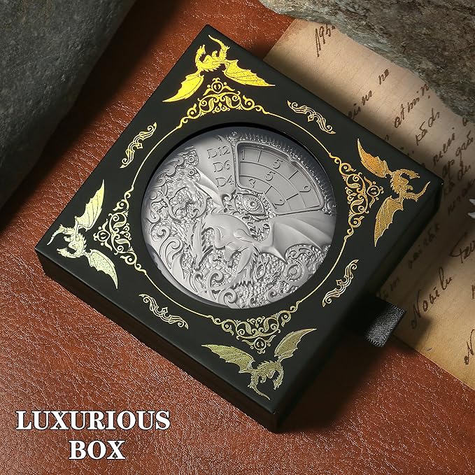 Spinner Dice DND,DNDND 7-in-1 Dragon Spinner Metal D&D Dice Set with Gorgeous Gift Box for Dungeons and Dragon and Tabletop Game (Iron)
