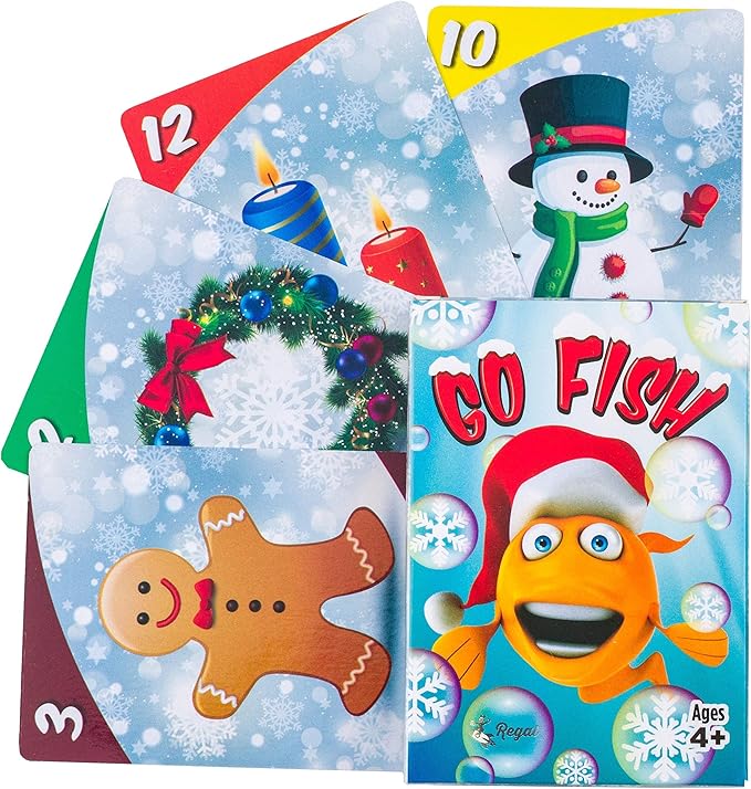 Regal Games Card Games for Kids - Go Fish, Crazy 8's, Old Maid, Slap Jack, Monster Memory Match, Snowball Fight - Holiday-Themed, Simple & Fun Classic Family Table Games - Games May Vary (6 Set)