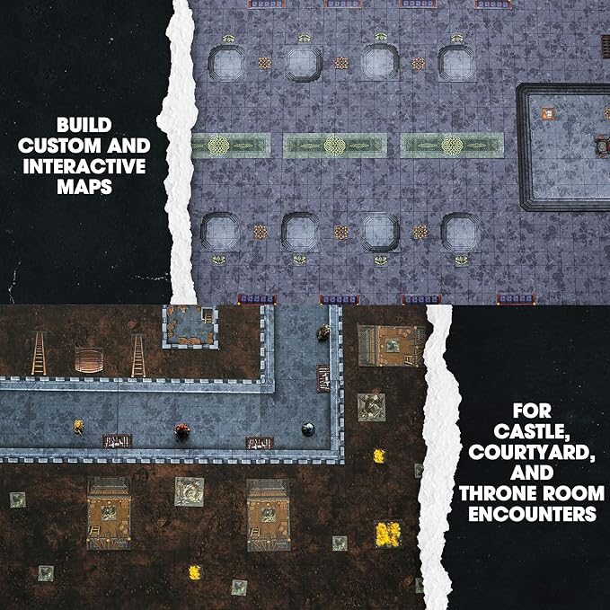 Dungeon Craft Castles & Keeps Terrain Set for DND & RPG – 1000+ Double-Sided Dry/Wet Erase Tiles – Modular Castle Map Pieces for Tabletop Games & Battle Maps