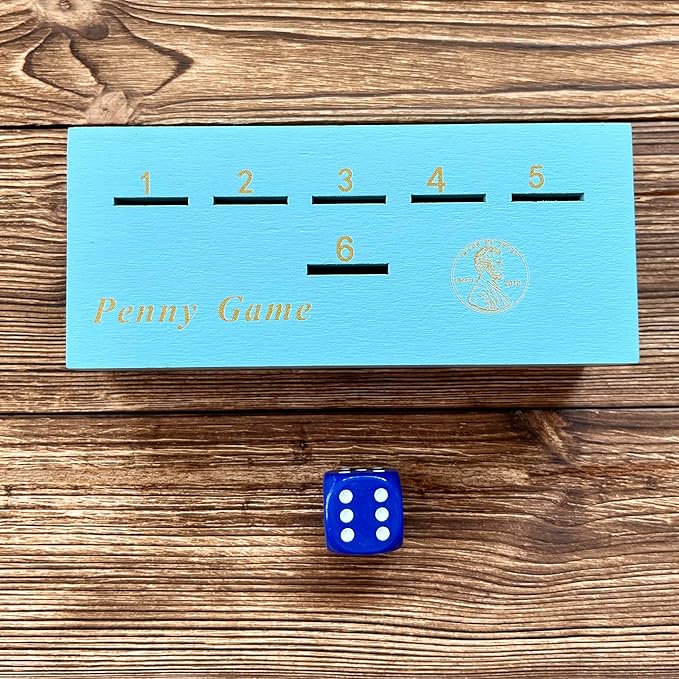 CBLKUS Penny Game, Fantastic Board Game for Family, Coin Game Wood Box for 2+ Player, Simple Strategic Dice Game with Coins, Get Rid Pennies to Win