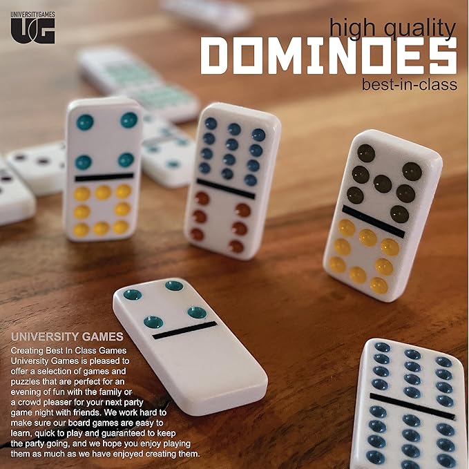 Front Porch Classics, Double 9 Colored Dot Dominoes Travel Tin Set, 2 to 8 Players Ages 8 to 99