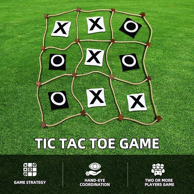 Giant Tic Tac Toe Outdoor Games,3ft x 3ft Portable Bean Bag Toss,Corn Corn Hole for Adults Kids,Backyard Lawn Camping