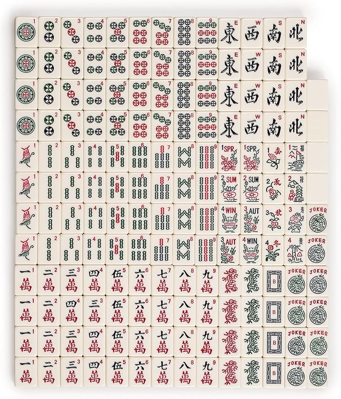 Yellow Mountain Imports American Mahjong Set, Heather with Soft Case - All-in-One Racks with Pushers, Scoring Coins, Dice, and Wind Indicator