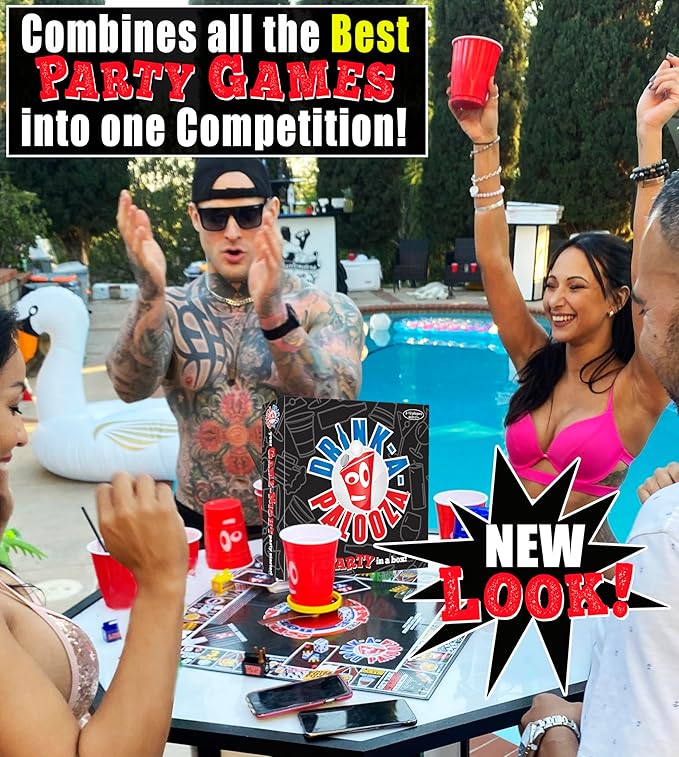 The Ultimate Party Drinking Game for Adults - The Board Game That Combines Beer Pong, Flip Cup, Kings Cup, Drinking Card Games & More Fun Challenges!