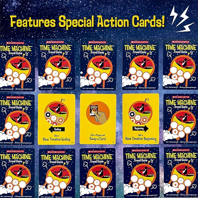 University Games, Scholastic Time Machine History Travel Card Game in a Tin for Kids, for 2 to 4 Players Ages 8 and Up