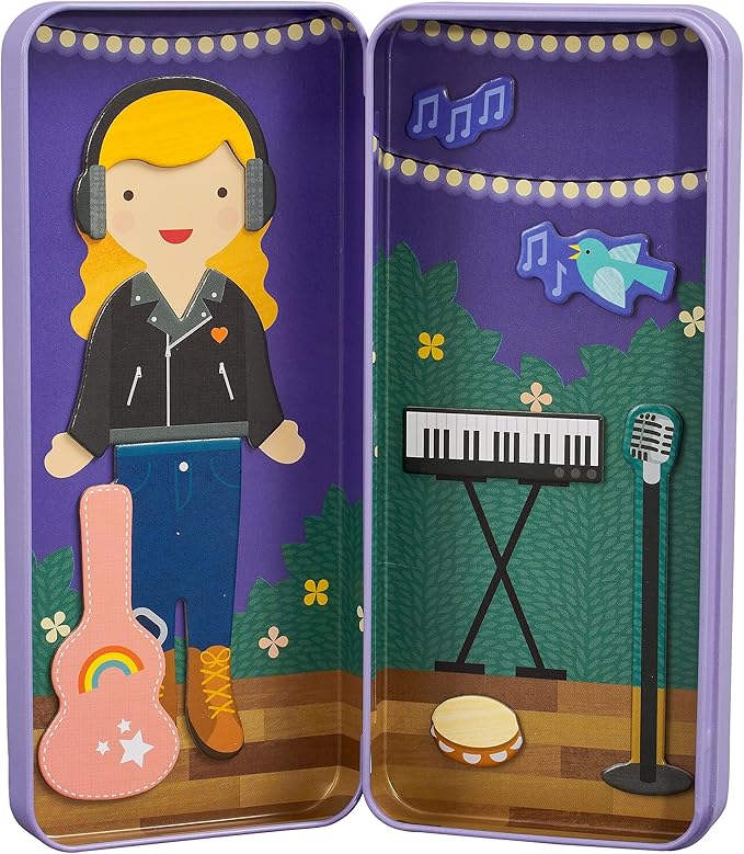 Petit Collage Magnetic Dress Up, Music Maker – Magnetic Game Board with Mix and Match Magnetic Pieces, Ideal for Ages 3+ – Includes 2 Scenes and 25 Creative Magnetic Pieces, Medium