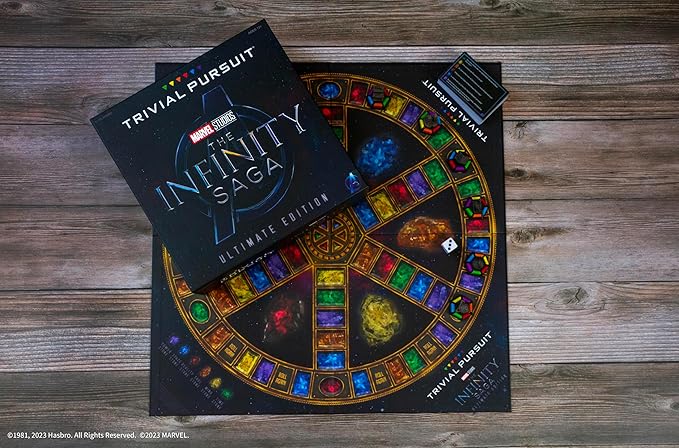 Trivial Pursuit: Marvel Cinematic Universe Ultimate Edition | Officially Licensed | Collectible Trivia Board Game Featuring 6 Infinity Stone Location Movers, 1800 Questions, MCU Phases 1-3