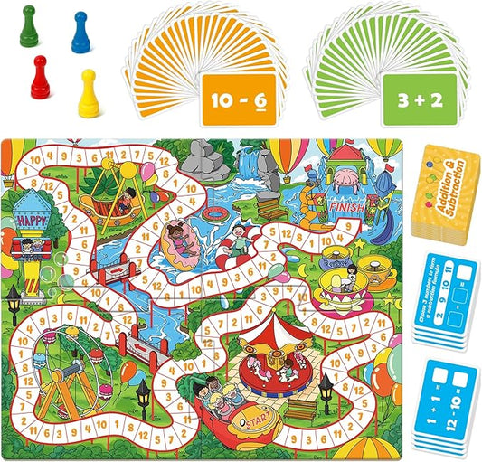 Addition and Subtraction Math Games for Kids,Addition & Subtraction,Educational Learning Board Games for Boys and Girls Ages 5 6 7 8,Classroom Travel Indoor Outdoor Family Games