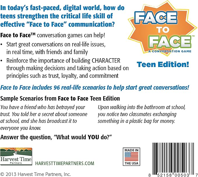 Face to Face Card Game (Teen Edition) – Open Communication and Character Development, Ages 13 to Adult