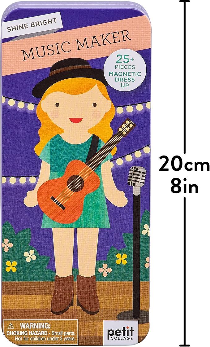 Petit Collage Magnetic Dress Up, Music Maker – Magnetic Game Board with Mix and Match Magnetic Pieces, Ideal for Ages 3+ – Includes 2 Scenes and 25 Creative Magnetic Pieces, Medium