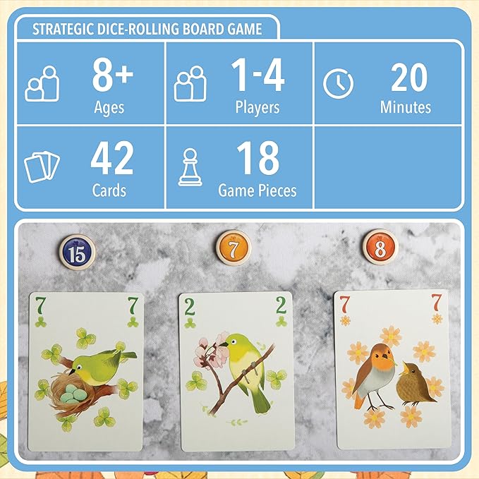Songbirds Card Game - Fun Family Board Game for 1-4 Players - Easy to Learn Featuring Bird Art