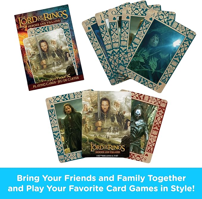 Lord of The Rings Playing Cards - LOTR Heroes & Villains Themed Deck of Cards for Your Favorite Card Games - Officially Licensed LOTR Merchandise & Collectibles