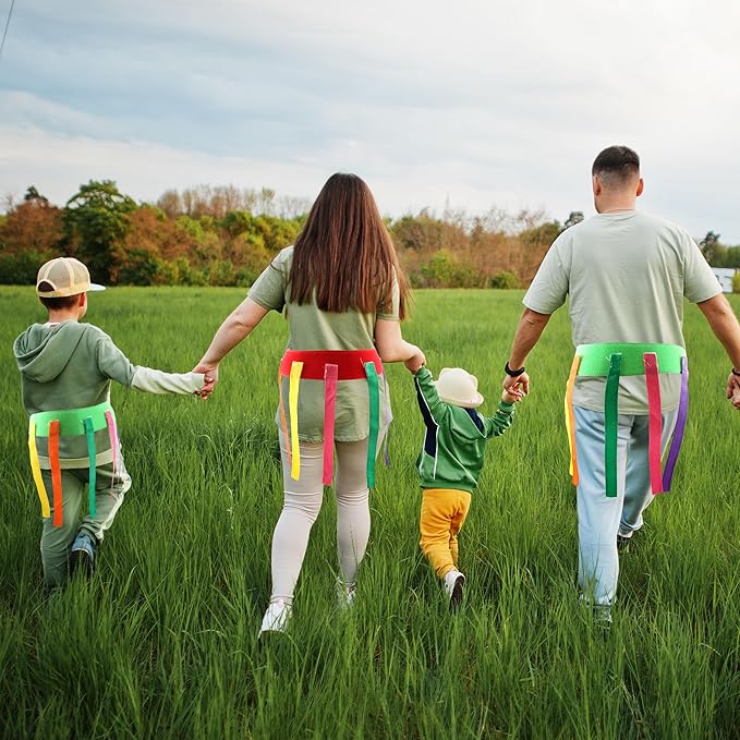 12 Pcs Catch Tail Game Belt Field Games Carnival Yard Games for Kids Adults Field Day Camping Family Birthday Outdoor Activities