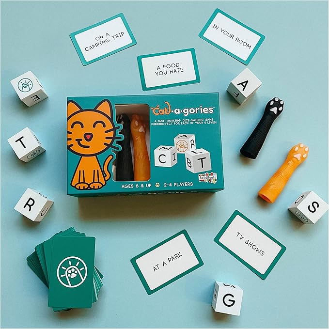 Spin Master SolidRoots Cat-a-gories Vocabulary Learning Dice Game for 2-4 Players | Family Games for Kids Ages 6+