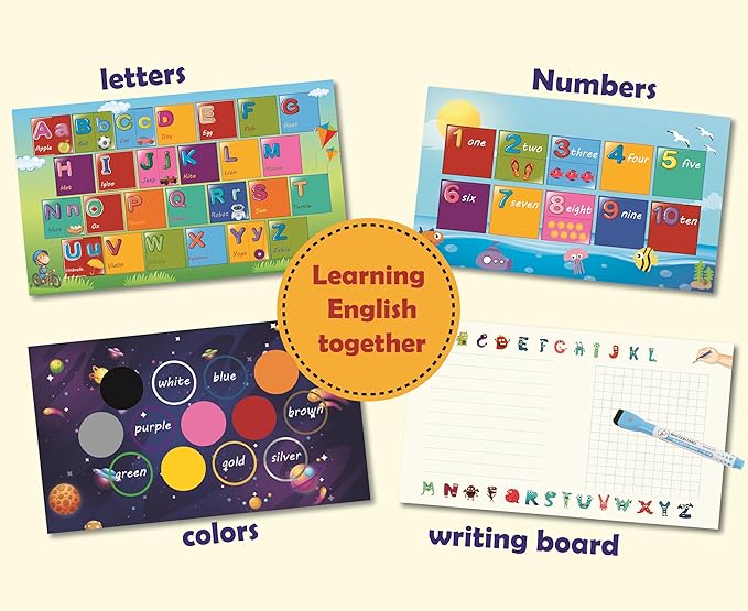 Educational Game for Learning ABC Letters, Numbers & Colors - Magnetic Matching Boards & Erasable Writing Board for Ages 4+