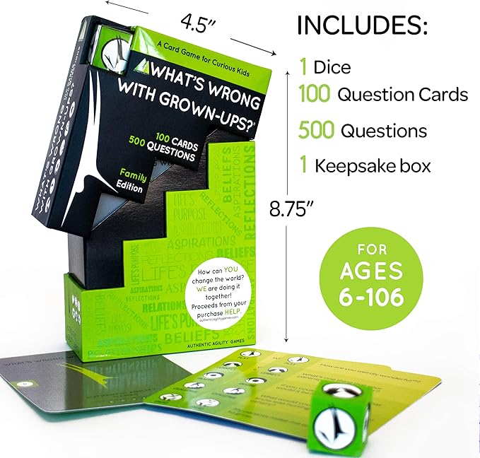 Authentic Agility What's Wrong with Grown-Ups Game – 500-Question Icebreaker for Families, Teens & Adults to Spark Fun, Thoughtful Conversations