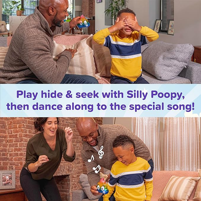 Silly Poopy's Hide & Seek by Relatable, The Talking, Singing, Rainbow Hide & Seek Toy, Fun Learning Toys for Toddlers, Interactive Toddler Toys, Hide and Seek Games, Includes 1 Toy & 2 AA Batteries