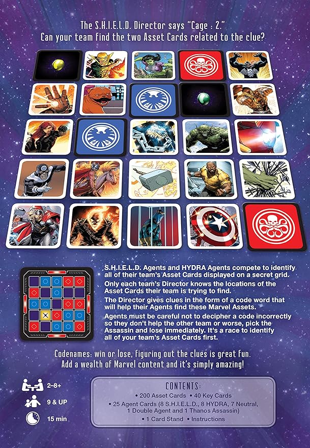 USAopoly Marvel Codenames | Based On The Hit Social Word Game Codenames | Relive Memorable Moments From The Marvel Comic Universe | Fun Board Game For The Whole Family