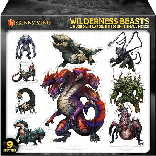Wilderness Beasts DND Miniatures for Dungeon Masters, D&D Compatible, 2D Fantasy Miniatures with Double-Sided Graphics & Durable Acrylic Design
