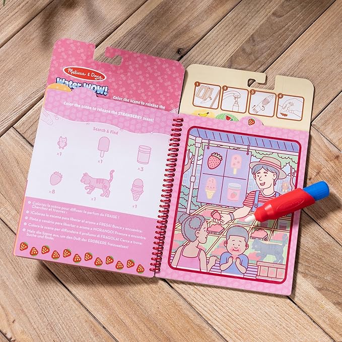 Melissa & Doug Scented Water Wow! Reusable Water-Reveal Coloring Activity Pad Travel Toy – Fruit