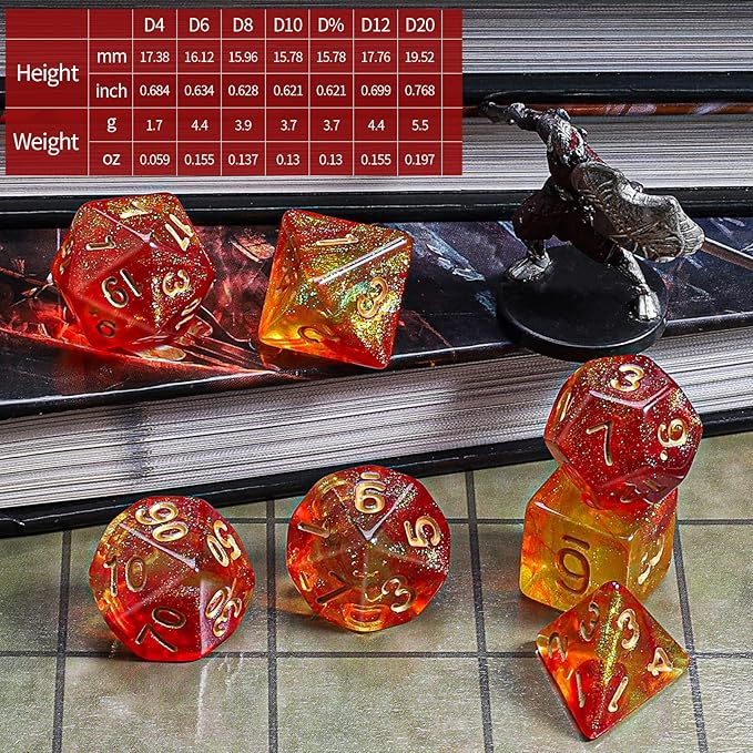 CiaraQ DND Polyhedral Dice Set with a Black Dice Bag for D&D RPG MTG Role Playing Table Games